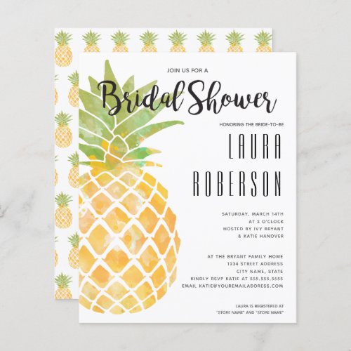 Budget Pineapple Bridal Shower Invitation