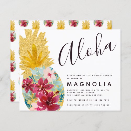 Budget Pineapple Floral Bridal Shower Invitation