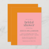 Budget Pink and Orange Bridal Shower Invitation (Front/Back)