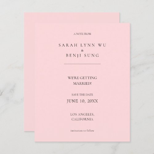 Budget Pink B Minimalist Mod 2V2 Save the Date