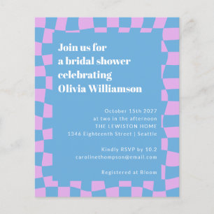 Budget Pink Blue Checkered Retro Bridal Shower