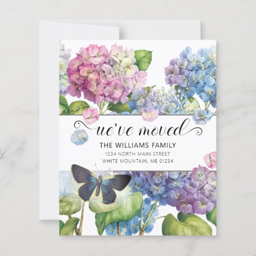 Budget Pink Blue Hydrangea Floral Moving Card
