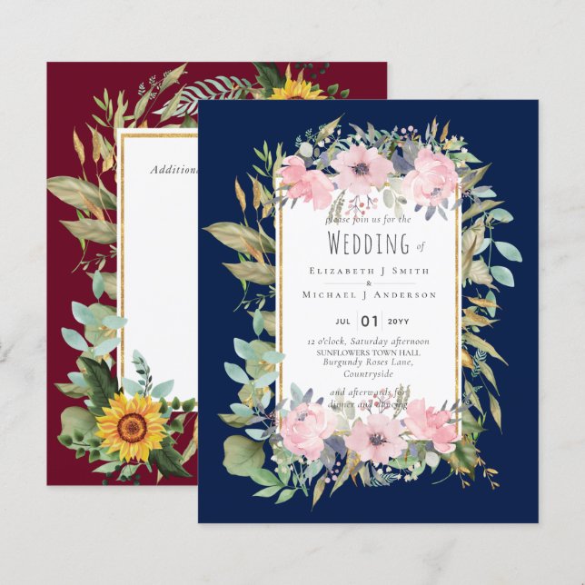 BUDGET  Pink Blush Floral Sage Greenery Wedding (Front/Back)