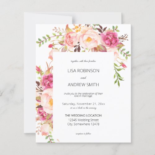 Budget Pink Blush Floral White 2 Wedding