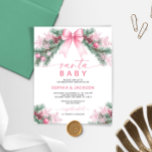Budget Pink Bow Christmas Santa Baby Shower Invite<br><div class="desc">*** Please enter H138 in the store search to find all matching items *** Or visit our Pink Bow Christmas Collection. *** This high-quality design is easy to customize to match your baby shower colors, styles and theme. For further customization, please click the "Edit using Design Tool" link and use...</div>