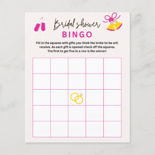 Budget Pink Bridal Shower Bingo Wedding Game Cards Flyer