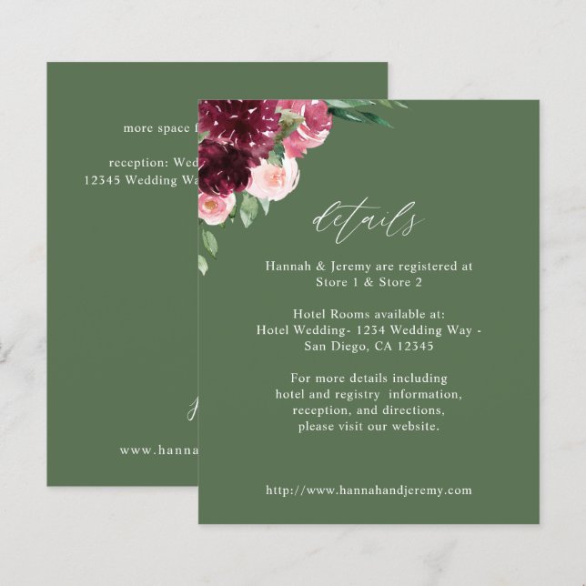 Budget Pink & Burgundy Floral 7 Details - Green (Front/Back)