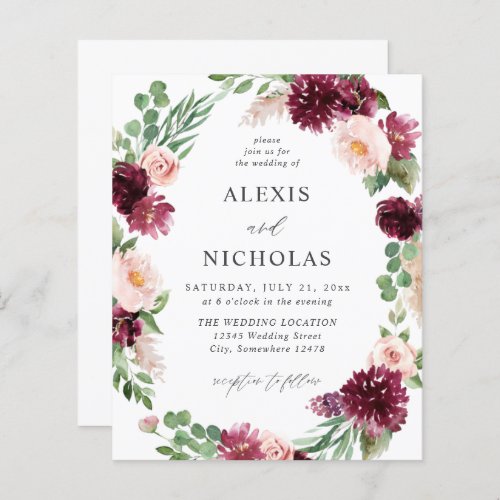 Budget Pink  Burgundy Floral 7 Wedding