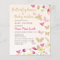 Budget Pink Butterflies Baby Shower Invitation