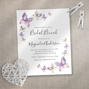 Budget Pink Butterfly Bridal Brunch Invitation