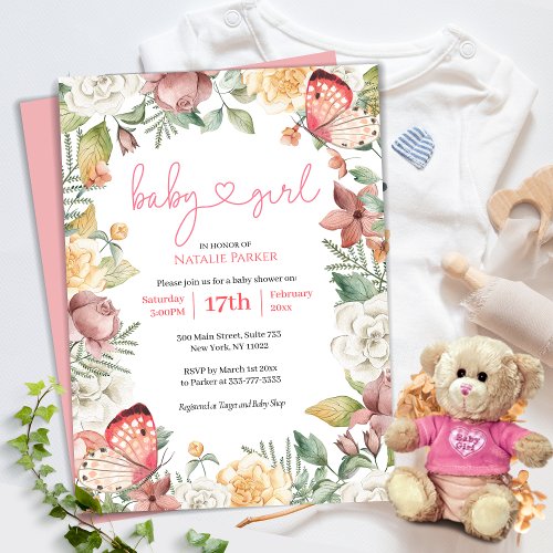 Budget Pink Butterfly Floral Girl Baby Shower