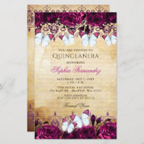 Budget Pink Butterfly Quinceañera Invitation