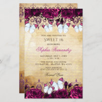 Budget Pink Butterfly Sweet 16 Invitation