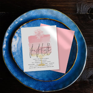 Budget Pink Cake Script 50th Birthday Invitation