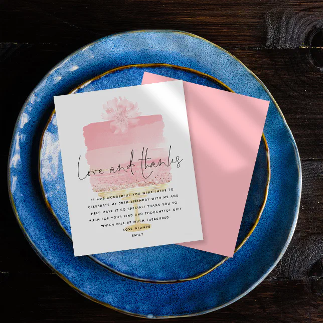 Budget Pink Cake Script 50th Birthday Thank You | Zazzle