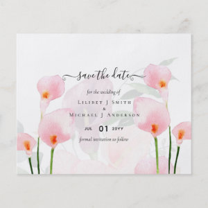 BUDGET Pink Calla Lily Wedding Save Date QR Code Flyer