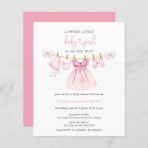 Budget Pink Clothesline Bow Girl Baby Shower
