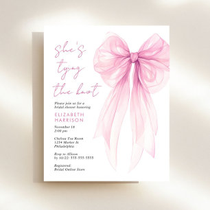 Budget Pink Coquette Bow Bridal Shower Invite