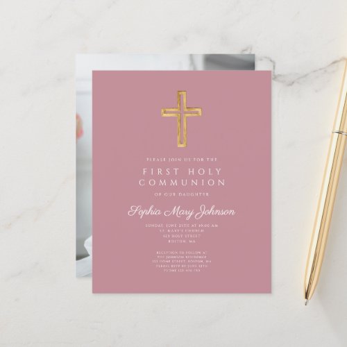 Budget Pink Cross Girl Photo First Communion