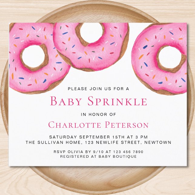 Budget Pink Donuts Girl Baby Sprinkle Invitation (Creator Uploaded)
