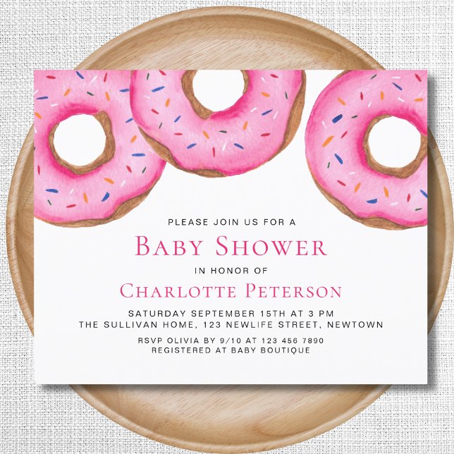 Budget Pink Donuts Girl's Baby Shower Invitation (Creator Uploaded)
