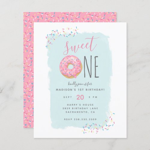Budget Pink Doughnut Sprinkle Sweet 1st Birthday