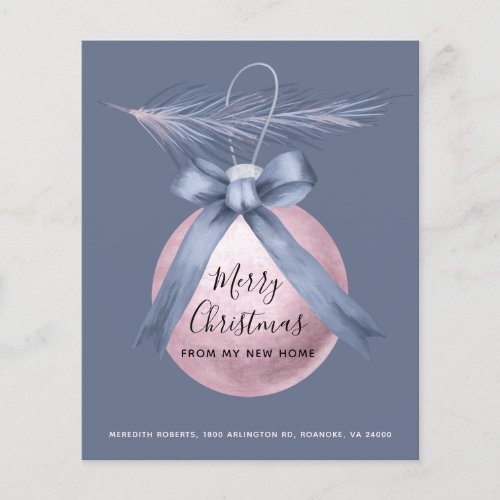 Budget Pink Dusty Blue Holiday New Address Card
