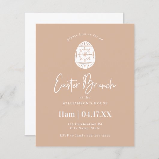 Budget Pink Egg Easter Brunch Invitation (Front/Back)