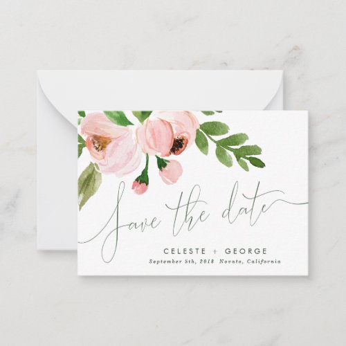 budget pink elegant wedding save the date note card