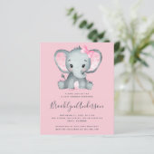 BUDGET Pink Elephant Baby Shower Invitation (Standing Front)