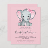 BUDGET Pink Elephant Baby Shower Invitation (Front/Back)
