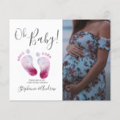 Budget Pink Feet Girl Baby Shower Photo Invitation (Front)