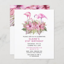 Budget Pink Flamingo Birthday Party Invitation