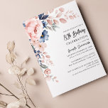 Budget Pink Floral 80th Birthday Party Invitation<br><div class="desc">Announce and celebrate the upcoming birthday with our modern pastel pink indigo blue watercolor floralt invitation. Featuring beautiful botanical watercolor bloom. Simply personalize with your party details by clicking the customize it button to further re-arrange and format the style and placement of the text. The reverse of this invitation features...</div>