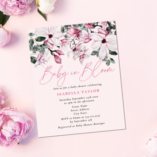 Budget Pink Floral Baby in Bloom Baby Shower