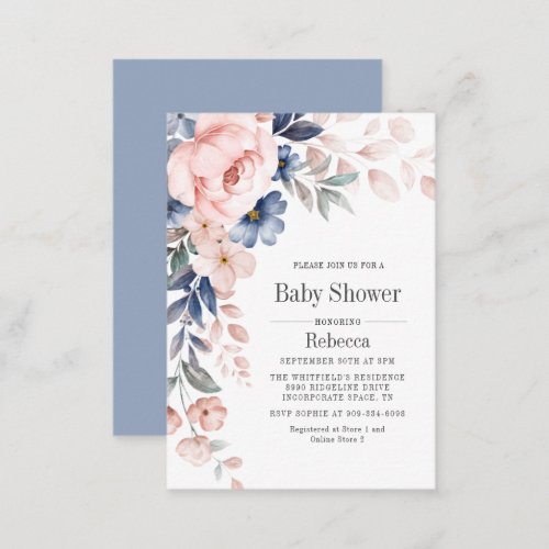 Budget Pink Floral Botanical Baby Shower Invite