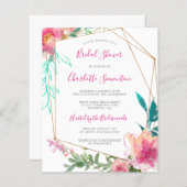 Budget Pink Floral Bridal Shower Invitation (Front/Back)
