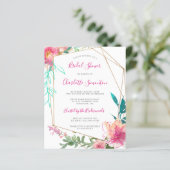 Budget Pink Floral Bridal Shower Invitation (Standing Front)
