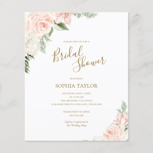 Budget Pink Floral Budget Bridal Shower Invitation