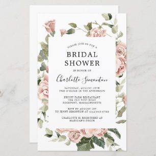 Budget Pink Floral Eucalyptus Bridal Shower Invite