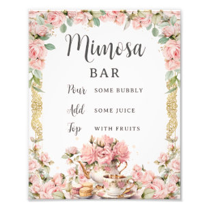 Budget Pink Floral High Tea Bridal Shower Mimosa Photo Print