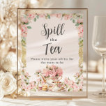 Budget Pink Floral High Tea Party Spill the Tea<br><div class="desc">Add a charming touch to your event with this vintage-inspired Spill the Tea budget-friendly sign paper sheet, featuring elegant blush pink florals and classic tea party details. Perfect for a bridal shower, baby shower, birthday party, or afternoon tea, this stylish printable sign sets the tone for gossip and giggles. Designed...</div>