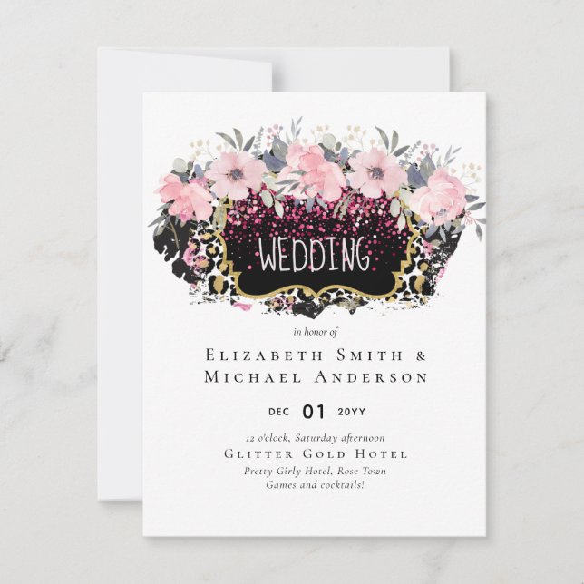 Budget Pink Floral Modern Girly Bridal Shower  (Front)