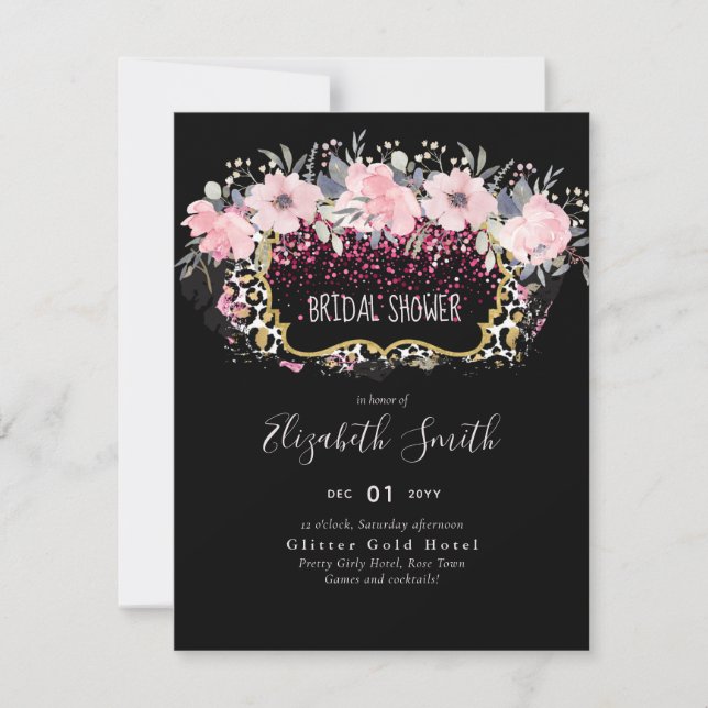 Budget Pink Floral Modern Girly Bridal Shower  (Front)