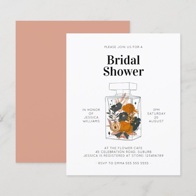 Budget Pink Floral Perfume Bottle Bridal Shower  (Front/Back)