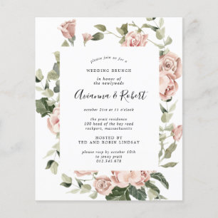 Budget Pink Floral Post Wedding Brunch Invitation Flyer