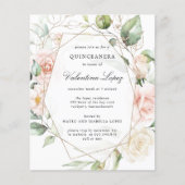 Budget Pink Floral Quinceanera Party Invitation (Front)