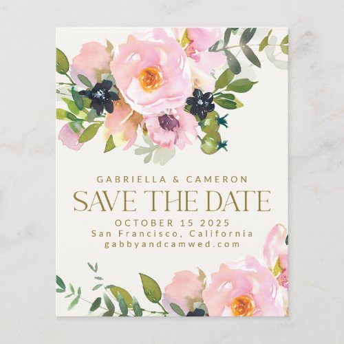 Budget Pink Floral Watercolor Save the Date Card