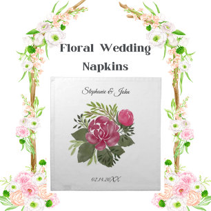Budget Pink Floral Wedding Cloth Napkin