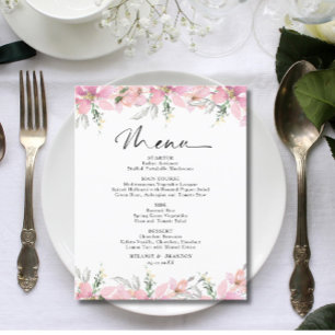 Budget Pink Floral Wedding Menu